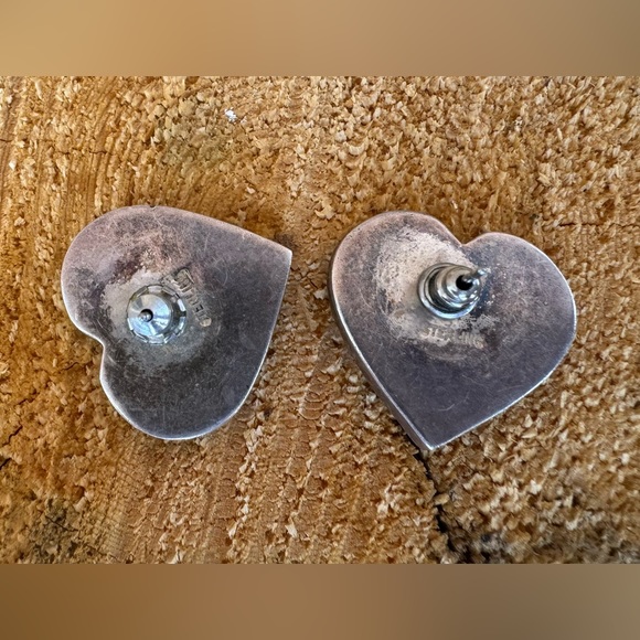 Southwestern Inspired Sterling Silver and Lapis Heart Earrings - Post Style - Picture 6 of 14